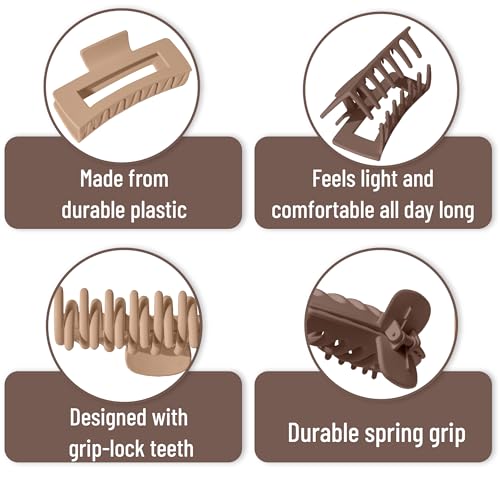 Ms. Pen Large Hair Clips for Women - 8 Pack, 4.3 Inch Claw Clips