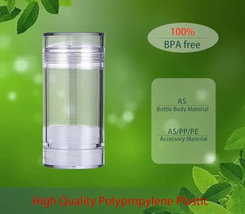 4 Pack 75ml Refillable Clear Deodorant Stick Containers - DIY Cosmetic Bottles