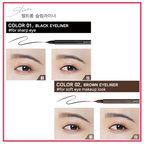 Produco Waterproof Liquid Eyeliner Set - Ultra-Fine Tip, Smudge-Proof, 2 Pack Black