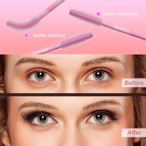 Silicone Mascara Wands - 50 Pack Dual-Color Spoolies for Lash Extensions