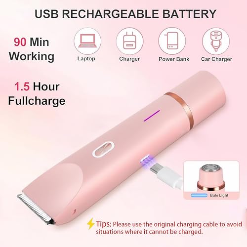 Nursetek 2-in-1 Electric Shaver for Women - Pink, Rechargeable Razor for Legs, Face & Bikini