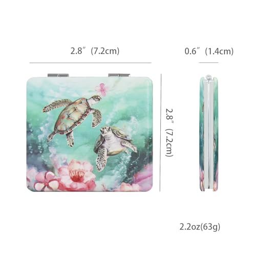 Pocket Mirror for Women 2-Pack 2.8” Square 1x/3x Double-Sided PU Leather Travel Compact