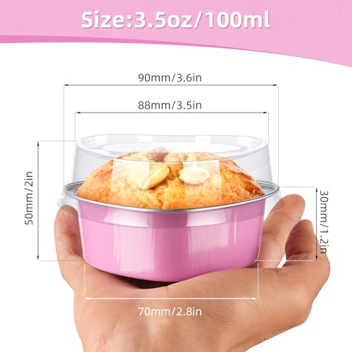 STN Mini Heart Shaped Cake Pans - 50 Pack, 3.5 oz Aluminum Foil