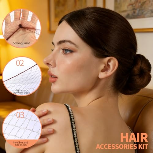 Teenitor Hair Net Set - 20 Pcs Brown Hair Nets & 40 Hair Pins