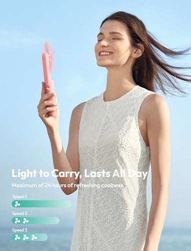 Aecooly Slim Portable Fan with Hidden Mirror - USB Rechargeable