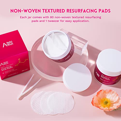 ANAI RUI 35% Glycolic Acid Exfoliating Pads - 80 Count with Witch Hazel & Calendula
