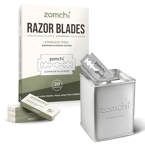ZOMCHI Razor Blade Bank with 100 Safety Razor Blades