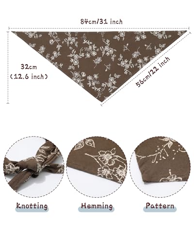 Cotton Floral Hair Scarf Set - 2PCS Triangle Head Bandanas for Women