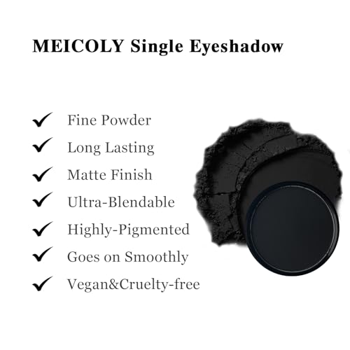 MEICOLY Black Matte Eyeshadow with Mirror - Long-Wear, High Pigment
