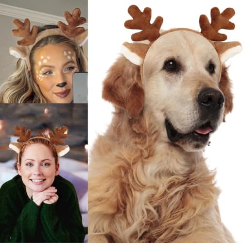 Deer Antler Headband for Adults - Lightweight Reindeer Costume Accessory