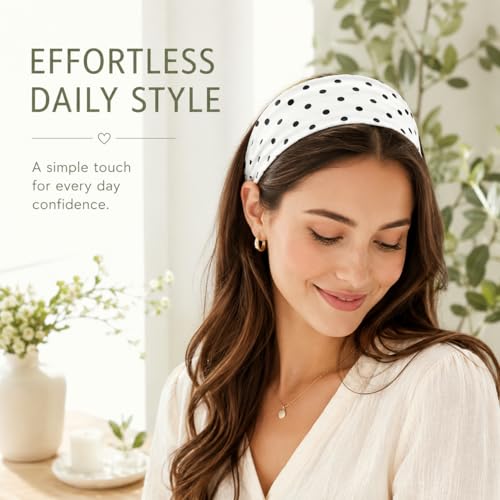 Classic Black and White Polka Dot Headbands - 2 Pack for Women