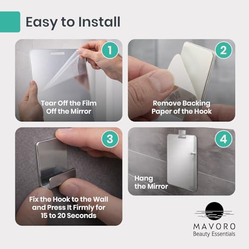 Mavoro 7x9 Acrylic Shower Shaving Mirror with 3M Hook - Less Fog