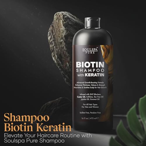 SoulSpa Pure Biotin & Keratin Shampoo for Hair Growth, 16 fl oz