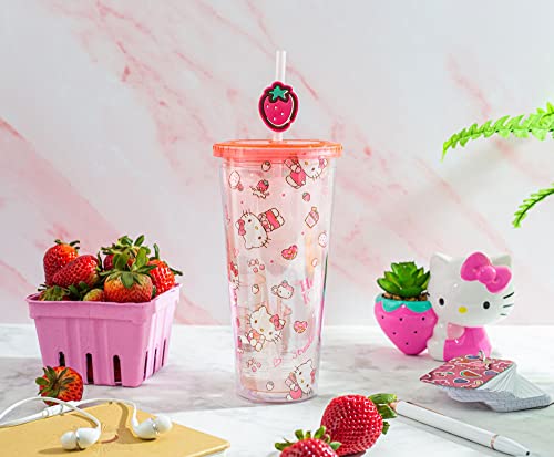Hello Kitty Strawberry Travel Tumbler with Lid & Straw - 24oz