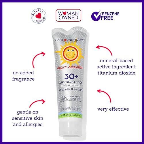 California Baby Super Sensitive SPF 30+ Mineral Sunscreen, 1.8 oz