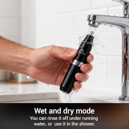 Professional Nose Hair Trimmer for Men & Women, USB-C Rechargeable Electric Ear & Nasal Clipper, Micro-Vacuum, Painless 8000 RPM, 3 Patented Magnetic Heads, Waterproof Travel Kit.