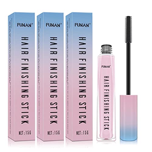 FUNAN Hair Finishing Stick 0.53 Fl Oz Pack of 3 for Taming Flyaways, Pink