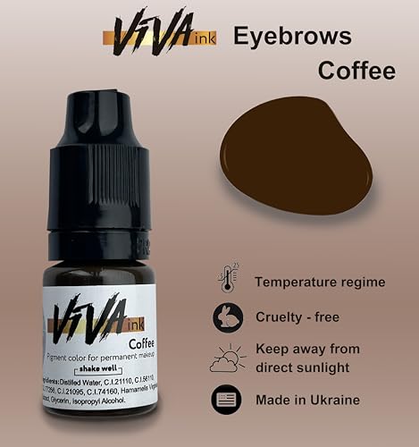 VIVA INK Permanent Eyebrow Microblading Pigment - Coffee, 0.2 oz