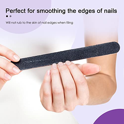 Canvalite Nail Files 100/180 Grit Emery Boards - 100PCS, Black, for Natural Nails & Manicure
