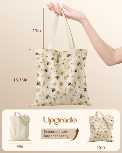 Miss Adola Canvas Tote Bag with Pockets - Cute Reusable Shoulder Bag for Women