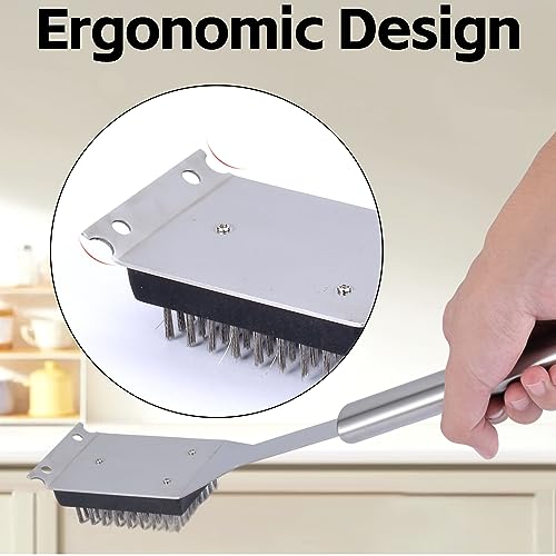 BBQ Grill Brush Set - 16.5” & 14” Stainless Steel Cleaner