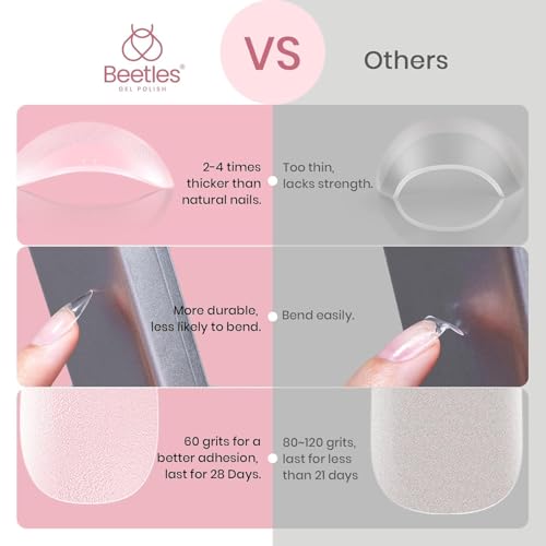 Beetles Extra Short Almond Fake Nail Tips - 576 Pcs Half Matte Set