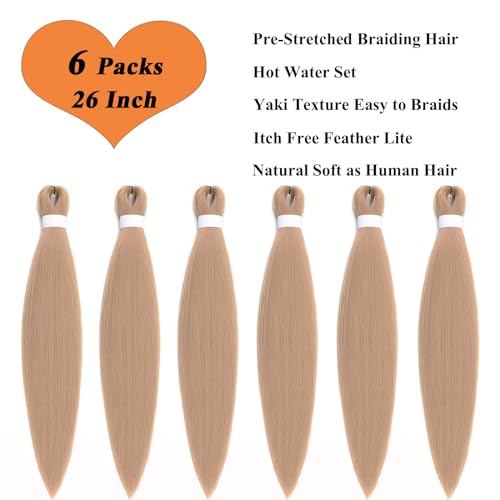 Ai Yuchen 26 Inch Pre-Stretched Synthetic Braiding Hair, Ash Blonde Brown