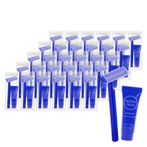 30 Pack Disposable Razors with Shaving Cream - Travel & Hotel Use