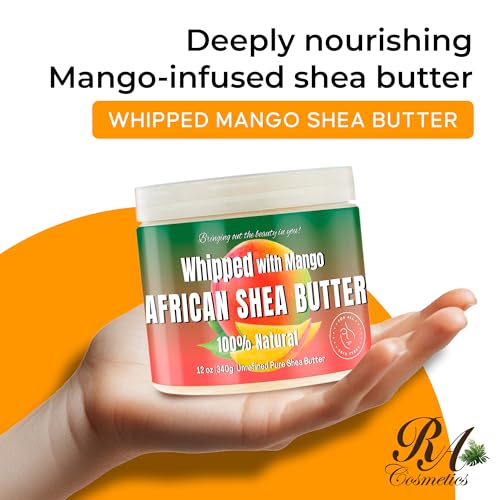 RA Cosmetics Whipped Shea Butter with Mango Extract - 12oz Natural Body Butter