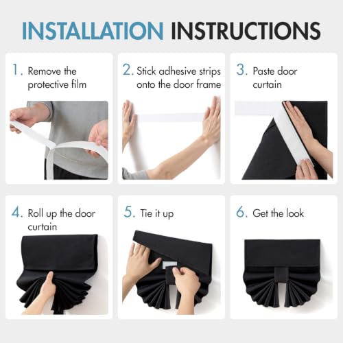 MIULEE 100% Blackout French Door Curtain | No-Drill Thermal Privacy Panel, 1 Piece