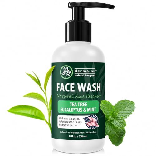 Derma-Nu Tea Tree Face Wash - Natural pH-Balanced Facial Cleanser, 8 oz