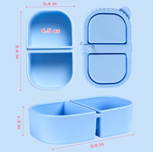 Reusable Silicone Snack Containers - 2 Compartment Food Storage Box