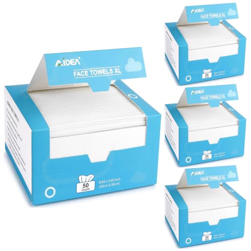 AIDEA XL Disposable Face Towels Pack of 200 - Soft, Absorbent, Multi-Use, 11.81" x 9.84"
