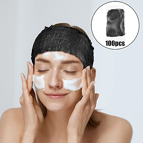 Waydress 100-Pack Disposable Spa Headbands, Stretchable Non-Woven Hair Bands