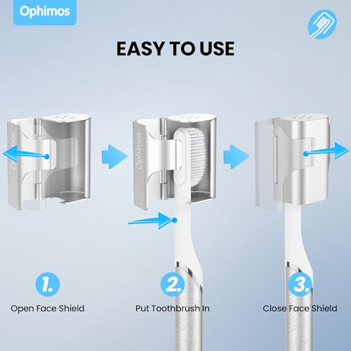 Ophimos Aluminum Toothbrush Head Cover Cap - Travel Protector (2 Pack, Silver+Pink)