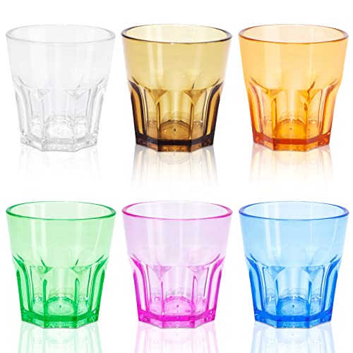 Unbreakable Acrylic Drinking Glasses Set of 6 - Colorful Tumblers for Kids & Parties