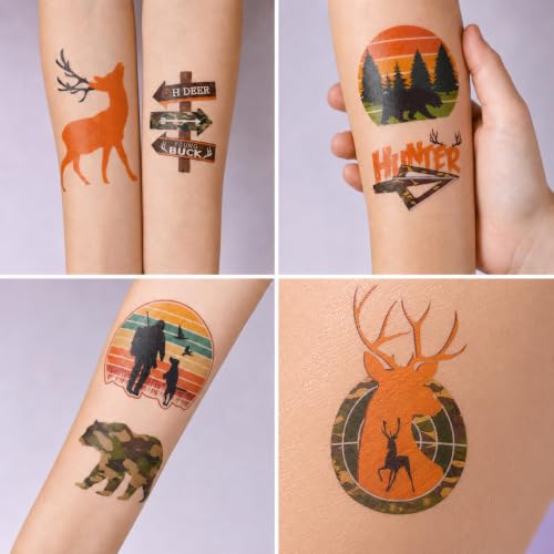 88PCS Kids Hunting Temporary Tattoos Camo & Oh Deer Party Favors