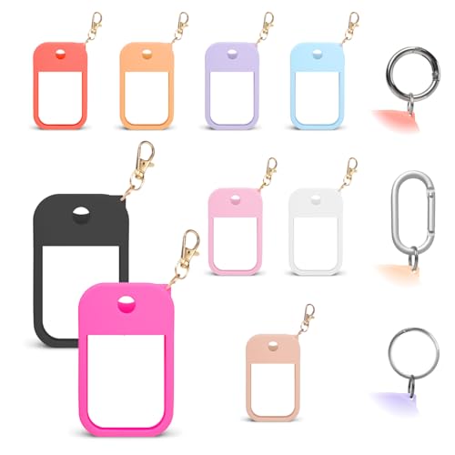 MILASONUS 9-Pack Silicone Hand Sanitizer Spray Cases with Keychain for Touchland Power Mist (1 fl oz, 30 mL) - G1-9 Colors