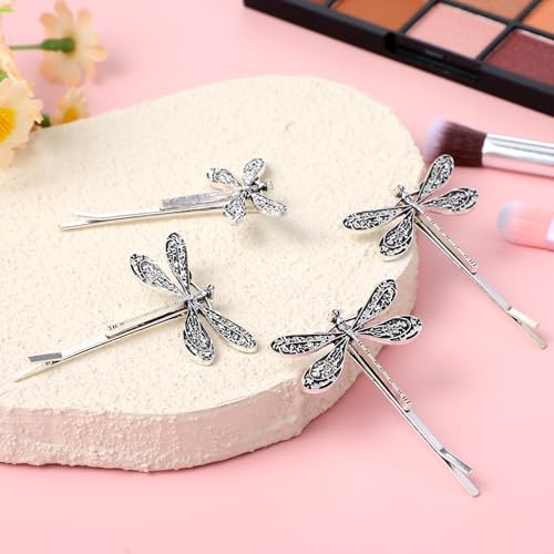 Mabor Dragonfly Hair Clip - Antique Silver Bobby Pins for Women
