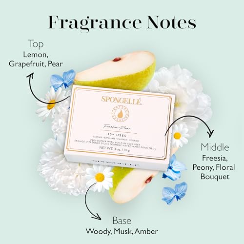 Spongellé Freesia Pear Pedi Buffer Foot Scrub & Sponge for Exfoliation & Moisturizing