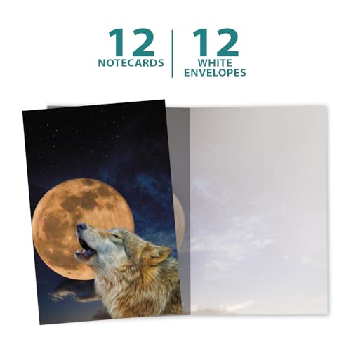 One Wolf Moon All Occasion Notecard Set - 12 Eco-Friendly Cards
