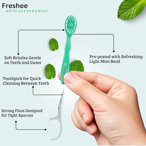 Freshee Light Mint Bead Disposable Travel Toothbrush - 5 in 1