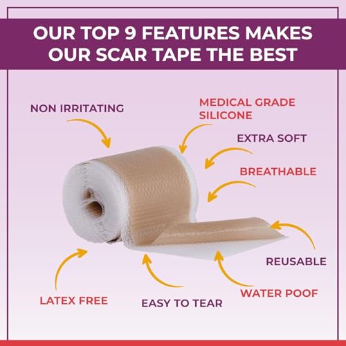 Healqu Medical Grade Silicone Scar Sheets - 1 Pack, 1.6x120in, Non-Irritating & Pain-Free for Surgical and Keloid Scars