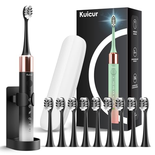 Kuicur Sonic Electric Toothbrush with 10 Brush Heads & Travel Case