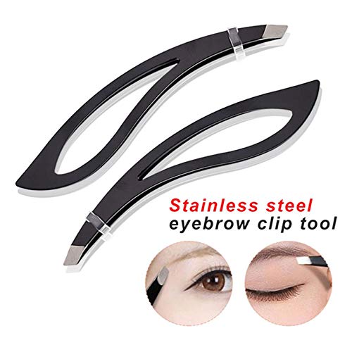SZWENFA Stainless Steel Slant Tweezers for Eyebrow & Eyelash Hair Removal