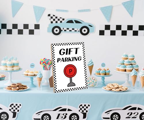 Race Car Birthday Party Wood Sign - 8 x 11 Inch Table Decoration