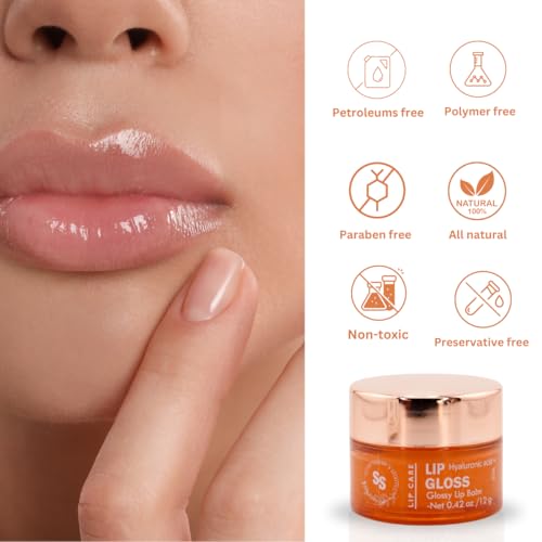 All Natural Lip Gloss with Grassfed Tallow & Hyaluronic Acid - Ultra Moisturizing & Conditioning - Cool Rose, 0.4 fl oz