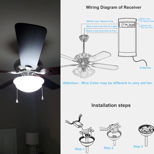 Universal Ceiling Fan Remote Control Kit with Timer - Taigeguang