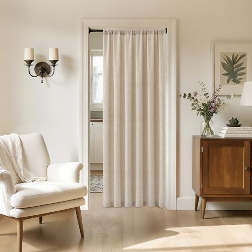 Tollpiz Semi-Sheer Linen Door Curtain Panel - 25x40" Natural