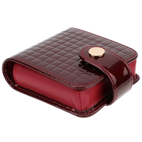 kilofly Genuine Leather Double Lipstick Case - Red Makeup Holder